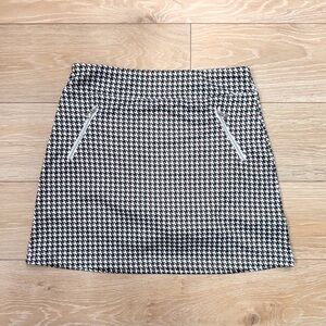 Houndstooth Mini Skirt with Zip Pockets - Black & White